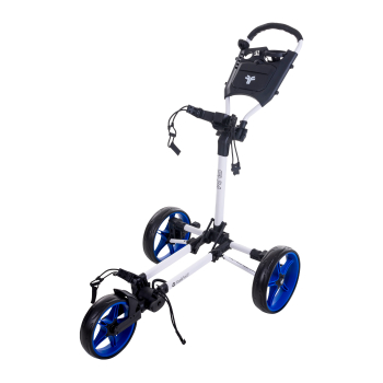 Fastfold Trolley Slim in weiß-blau, 3Rad push Trolley