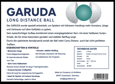 Preview: GARUDA unser 2 Piece Long Distance Ball, Surlyn Schale, dz