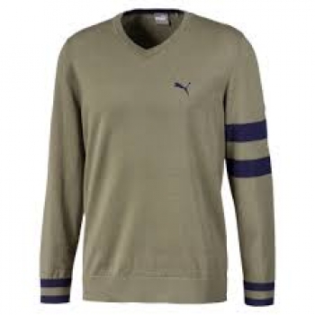 Puma X-TIPPED mens V-Neck Sweater, lichen green