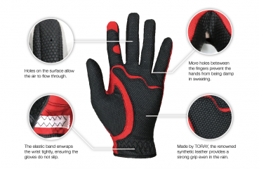 Fit39ex Golf Handschuh, black pink, linke Handfläche