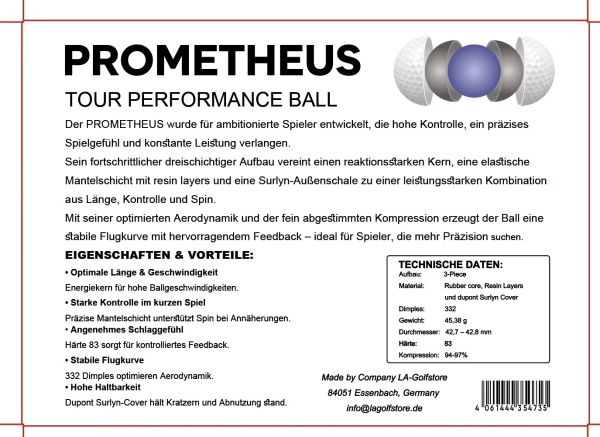 Prometheus unser 3 Piece Tour performance Surlyn Ball, dz